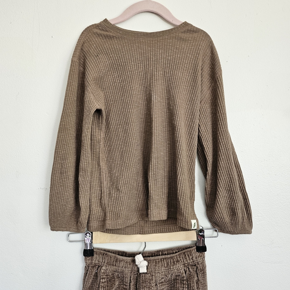 Kids Brown Ribbed Matching Set